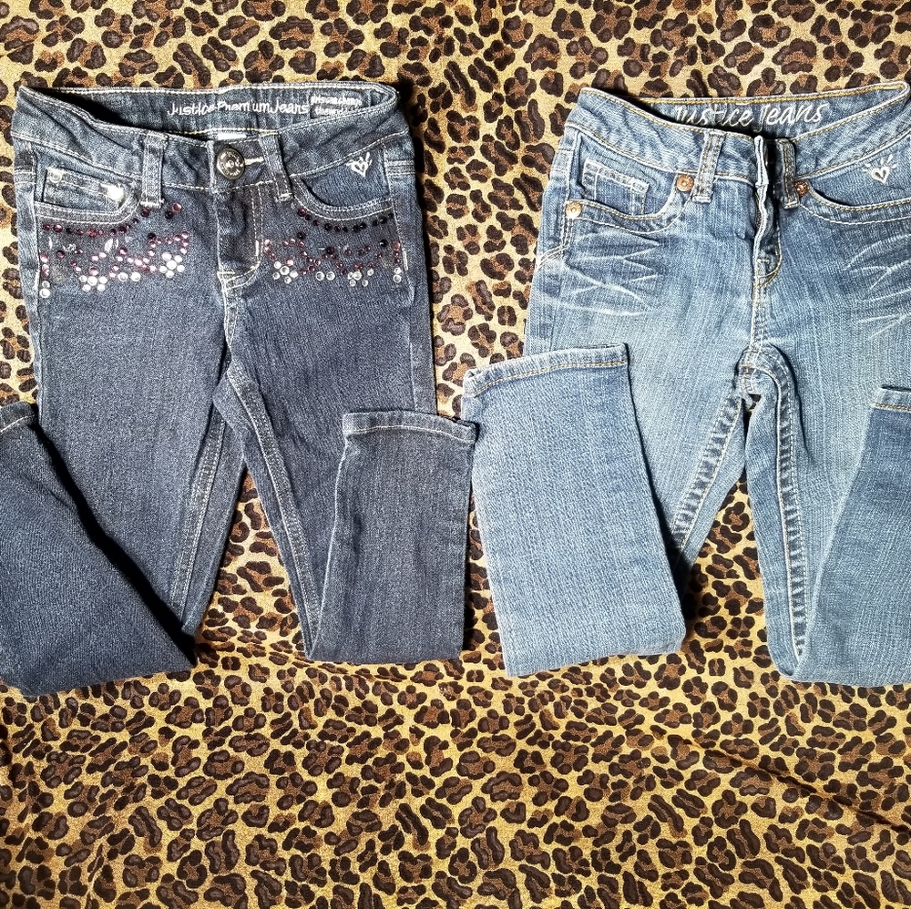 Two pair of Justice Jeans- Sizes 6 and 7